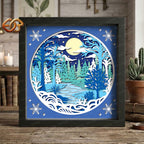 Winter Landscape Shadow Box SVG for Cricut | 3D Layered SVG Paper Cut Light Template 1
