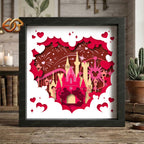 Valentine Shadow Box SVG for Cricut | 3D Layered SVG Paper Cut Light Box Template