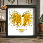 Personalized Valentine Monogram Shadow Box SVG for Cricut | 3D Layered SVG Paper Cut Light Box Template