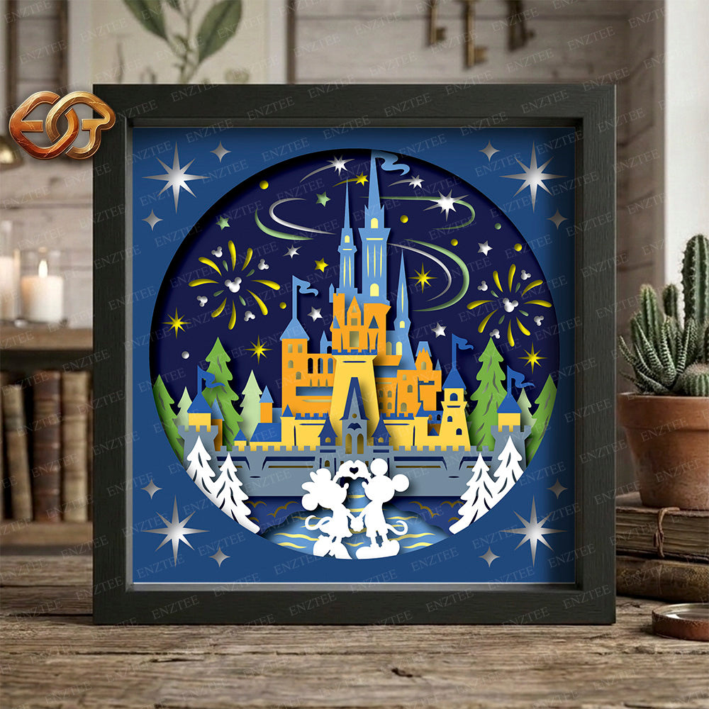Christmas Disneyland Shadow Box SVG for Cricut | 3D Layered SVG Paper Cut Light Box Template 2