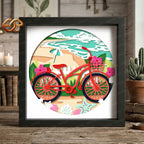 Beach Bicycle Shadow Box SVG for Cricut | 3D Layered SVG Paper Cut Light Box Template