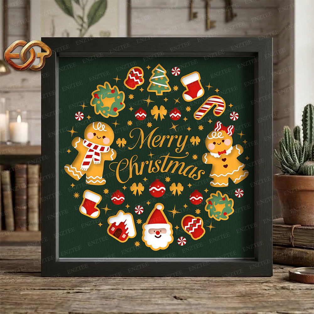 Christmas Gingerbread Shadow Box SVG for Cricut | 3D Layered SVG Paper Cut Light Template 2