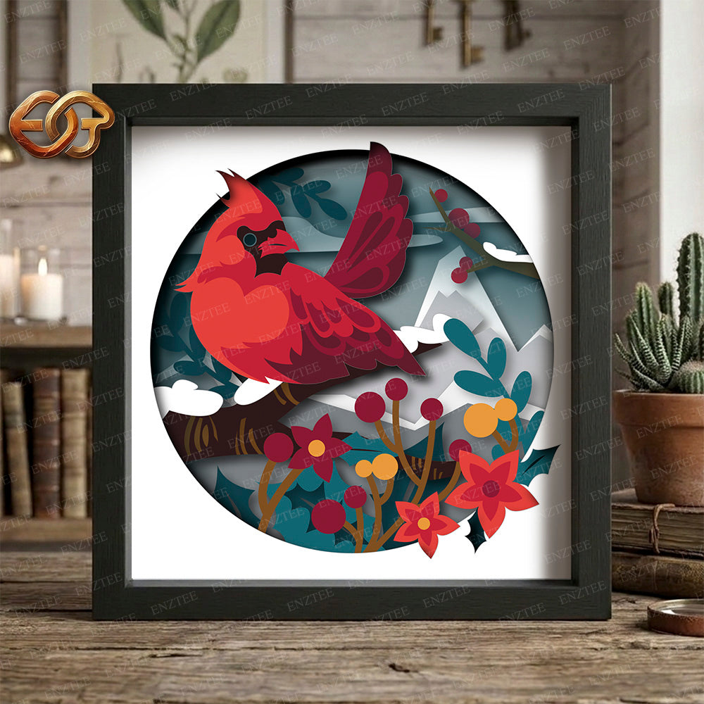 Cardinal Shadow Box SVG for Cricut | 3D Layered SVG Paper Cut Light Template