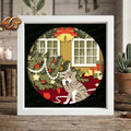 Christmas Cat Shadow Box SVG for Cricut | 3D Layered SVG Paper Cut Light Box Template