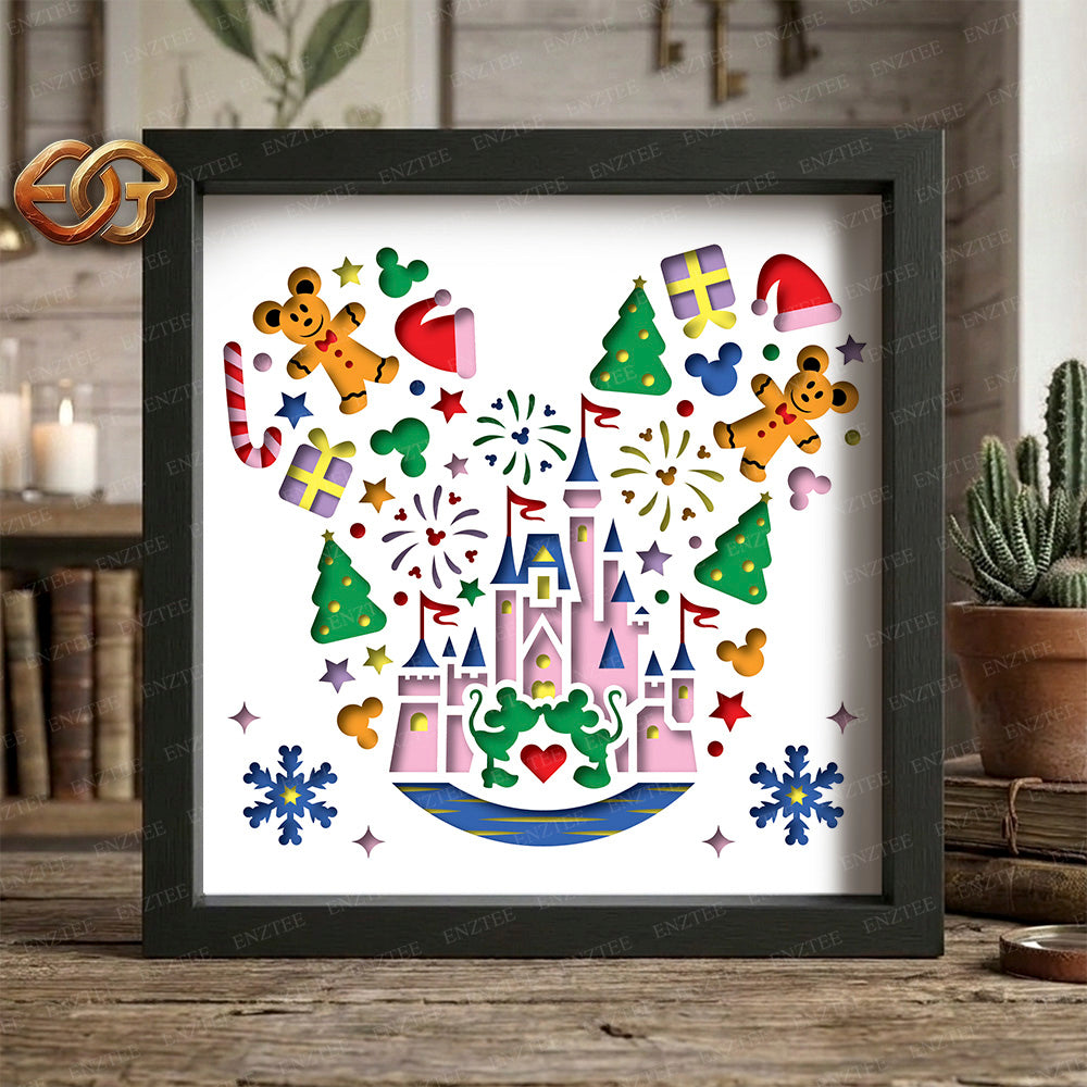 Christmas Disneyland Shadow Box SVG for Cricut | 3D Layered SVG Paper Cut Light Box Template 1