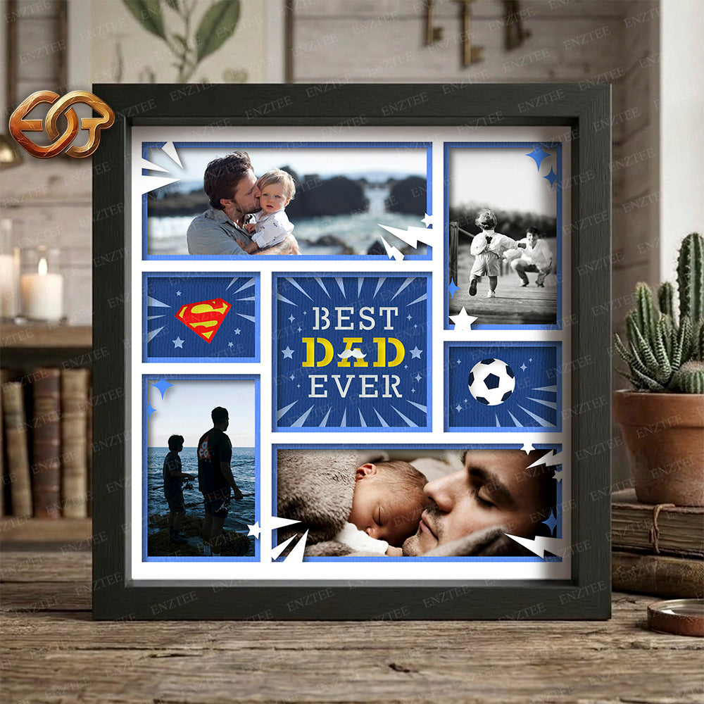 Best Dad Ever Shadow Box SVG for Cricut | 3D Layered SVG Paper Cut Light Box Template