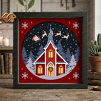 Christmas Church Shadow Box SVG for Cricut | 3D Layered SVG Paper Cut Light Box Template 2