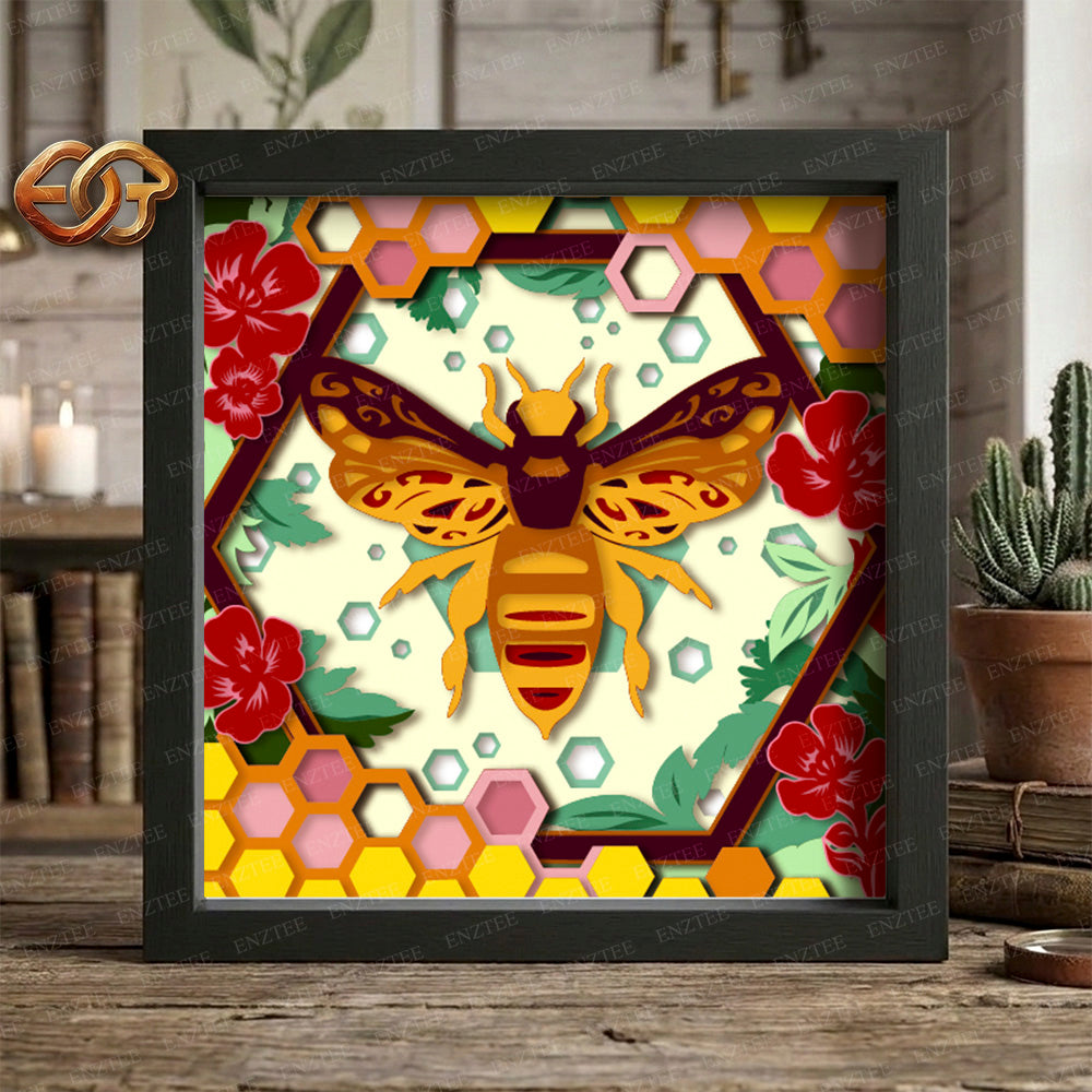 Bee Shadow Box SVG for Cricut | 3D Layered SVG Paper Cut Light Template