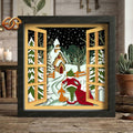 Cozy Winter Window View Shadow Box SVG for Cricut | 3D Layered SVG Paper Cut Light Template 8