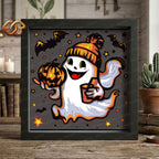 Boo Halloween Shadow Box SVG for Cricut | 3D Layered SVG Paper Cut Light Template 1