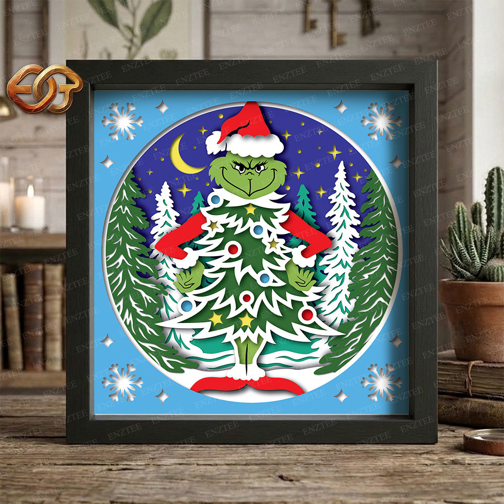 Merry Christmas Shadow Box SVG for Cricut | 3D Layered SVG Paper Cut Light Template 1