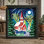 Christmas Church Shadow Box SVG for Cricut | 3D Layered SVG Paper Cut Light Box Template 1