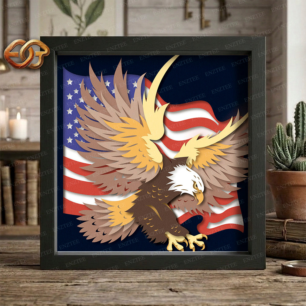 American Eagle Shadow Box SVG for Cricut | 3D Layered SVG Paper Cut Light Template