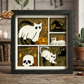 Ghost cats Shadow Box SVG for Cricut | 3D Layered SVG Paper Cut Light Template