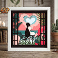 Cat Couple Shadow Box SVG for Cricut | 3D Layered SVG Paper Cut Light Template