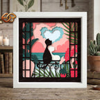 Cat Couple Shadow Box SVG for Cricut | 3D Layered SVG Paper Cut Light Template
