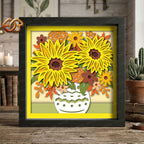 Fall Bouquet Shadow Box SVG for Cricut | 3D Layered SVG Paper Cut Light Template