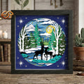 Christmas Deer Shadow Box SVG for Cricut | 3D Layered SVG Paper Cut Light Box Template