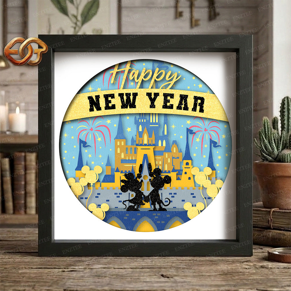 Happy New Year Shadow Box SVG for Cricut | 3D Layered SVG Paper Cut Light Template 2