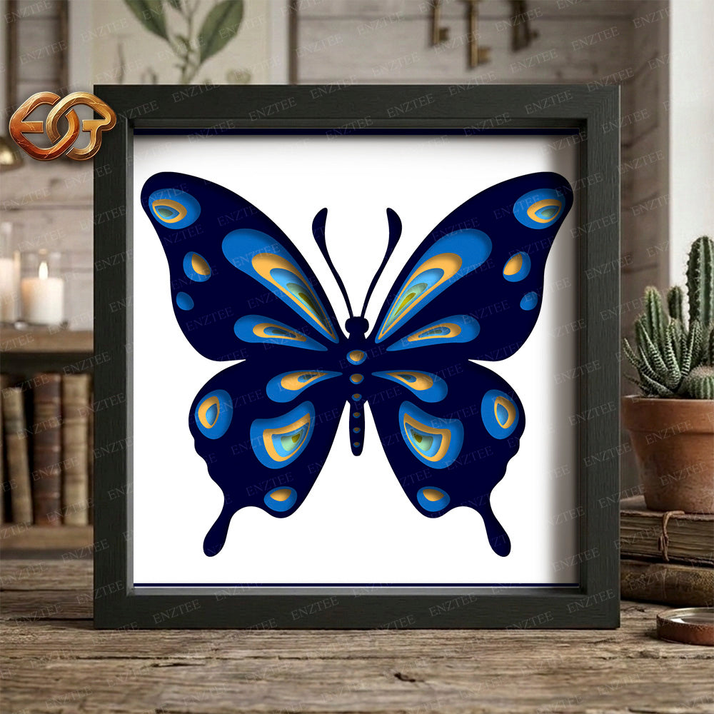 Butterfly Shadow Box SVG for Cricut | 3D Layered SVG Paper Cut Light Template 2