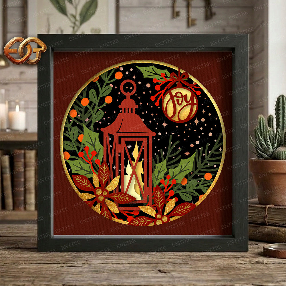 Christmas Candles Shadow Box SVG for Cricut | 3D Layered SVG Paper Cut Light Box Template