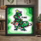 Christmas Dinosaur Shadow Box SVG for Cricut | 3D Layered SVG Paper Cut Light Box Template