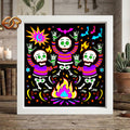 Dancing Skeletons Shadow Box SVG for Cricut | 3D Layered SVG Paper Cut Light Template