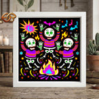 Dancing Skeletons Shadow Box SVG for Cricut | 3D Layered SVG Paper Cut Light Template