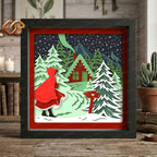 Christmas Little Red Riding Hood Shadow Box SVG for Cricut | 3D Layered SVG Paper Cut Light Template