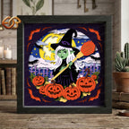 Halloween Witch Shadow Box SVG for Cricut | 3D Layered SVG Paper Cut Light Template