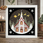 Christmas Church Shadow Box SVG for Cricut | 3D Layered SVG Paper Cut Light Box Template 2
