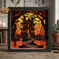 Haunted House Shadow Box SVG for Cricut | 3D Layered SVG Paper Cut Light Template 1