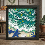 Beach Shadow Box SVG for Cricut | 3D Layered SVG Paper Cut Light Box Template