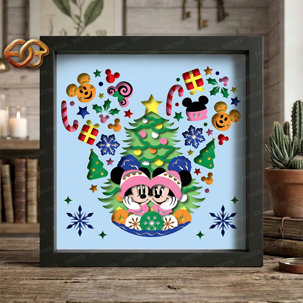 Winter Mouse Shadow Box SVG for Cricut | 3D Layered SVG Paper Cut Light Template 1