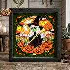 Halloween Witch Shadow Box SVG for Cricut | 3D Layered SVG Paper Cut Light Template