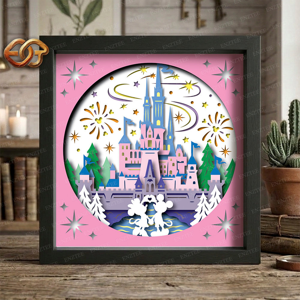 Christmas Disneyland Shadow Box SVG for Cricut | 3D Layered SVG Paper Cut Light Box Template 2