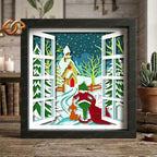Cozy Winter Window View Shadow Box SVG for Cricut | 3D Layered SVG Paper Cut Light Template 8