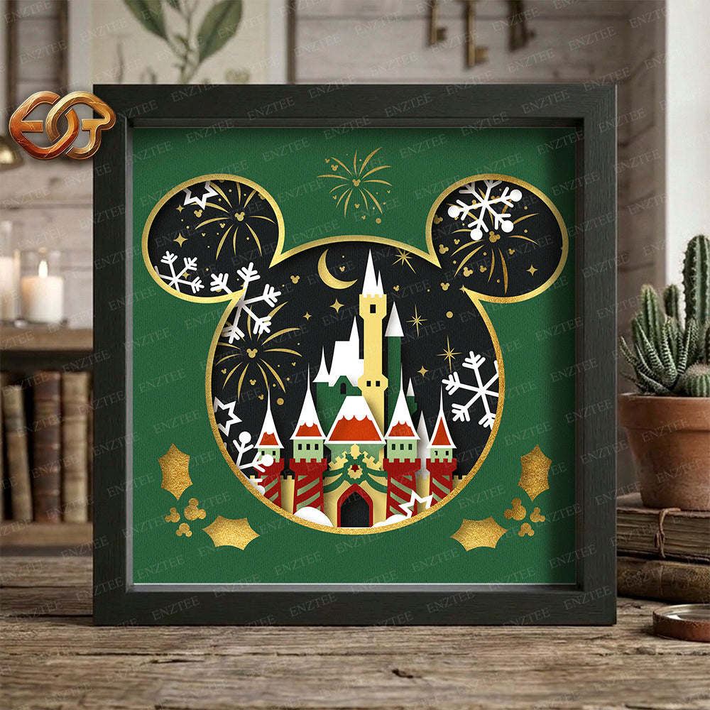 Christmas Castle Shadow Box SVG for Cricut | 3D Layered SVG Paper Cut Light Box Template