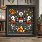 Dancing Skeletons Shadow Box SVG for Cricut | 3D Layered SVG Paper Cut Light Template