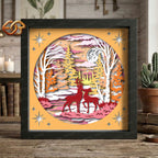 Christmas Deer Shadow Box SVG for Cricut | 3D Layered SVG Paper Cut Light Box Template