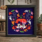 Pumpkin Mouse Couple Shadow Box SVG for Cricut | 3D Layered SVG Paper Cut Light Template 6