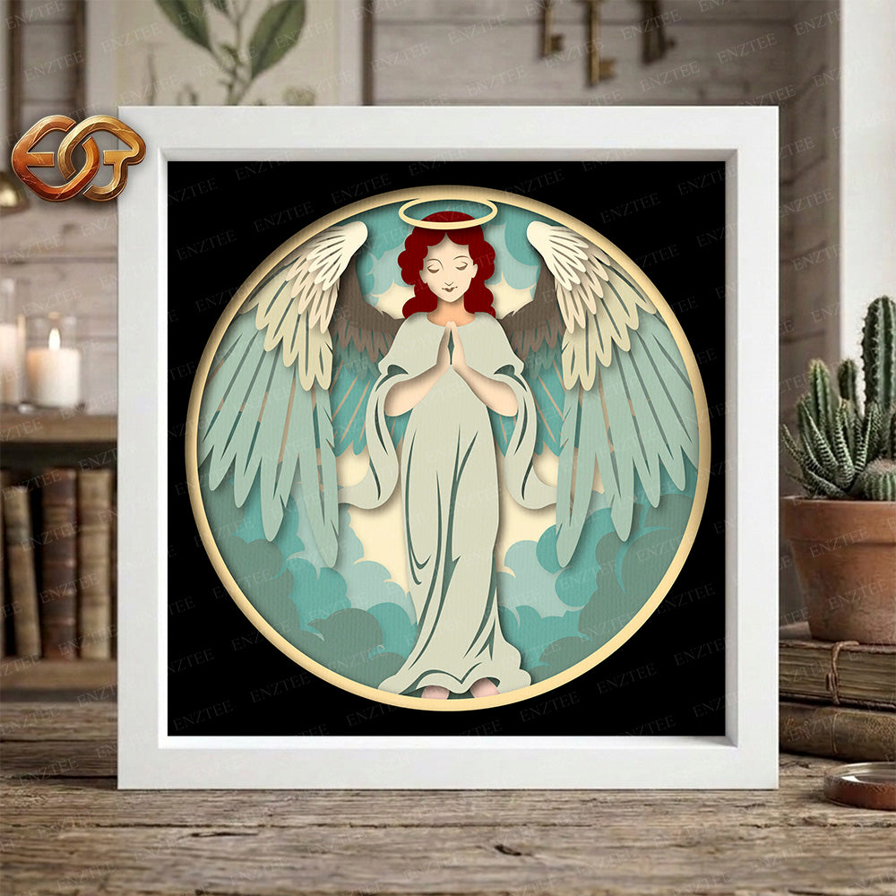 Angel Shadow Box SVG for Cricut | 3D Layered SVG Paper Cut Light Box Template