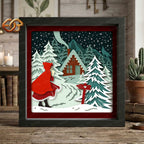 Christmas Little Red Riding Hood Shadow Box SVG for Cricut | 3D Layered SVG Paper Cut Light Template