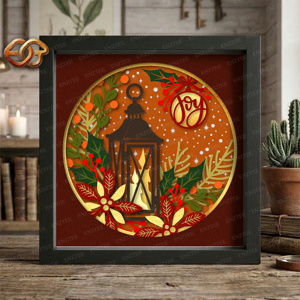Christmas Candles Shadow Box SVG for Cricut | 3D Layered SVG Paper Cut Light Box Template