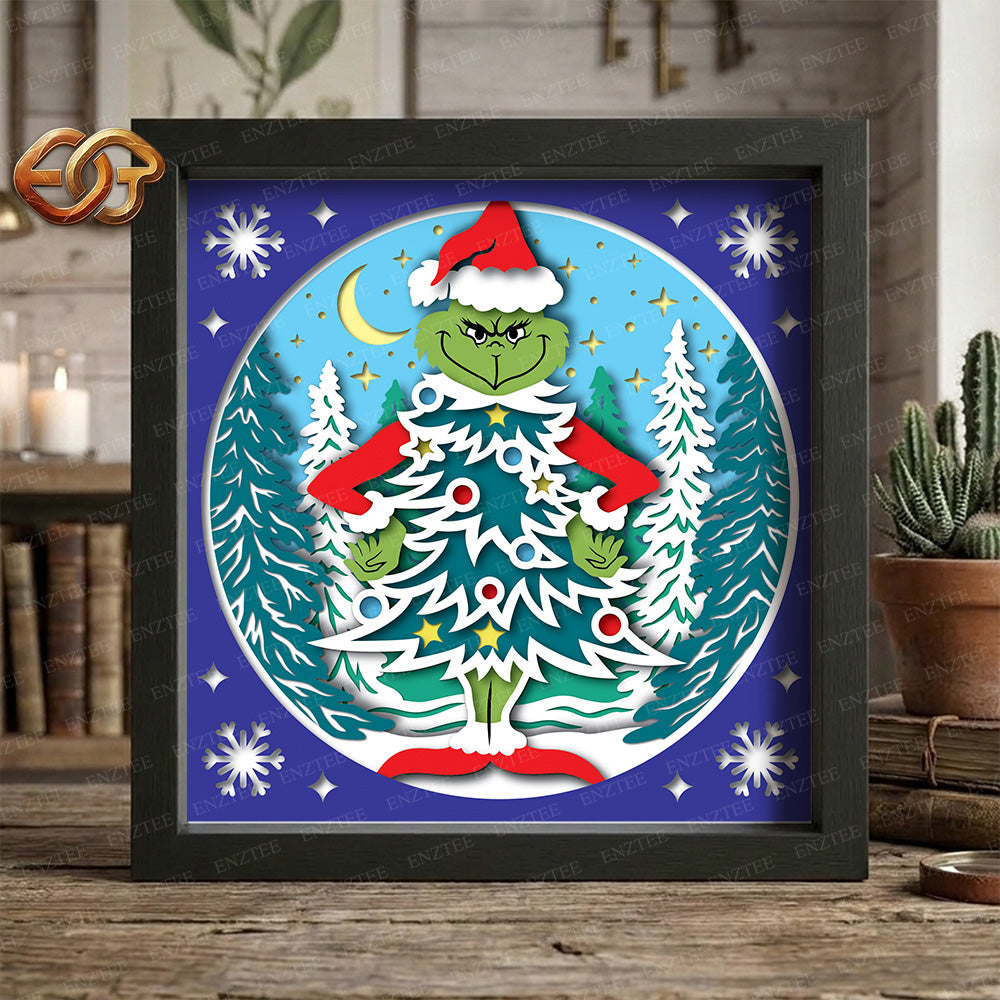 Merry Christmas Shadow Box SVG for Cricut | 3D Layered SVG Paper Cut Light Template 1
