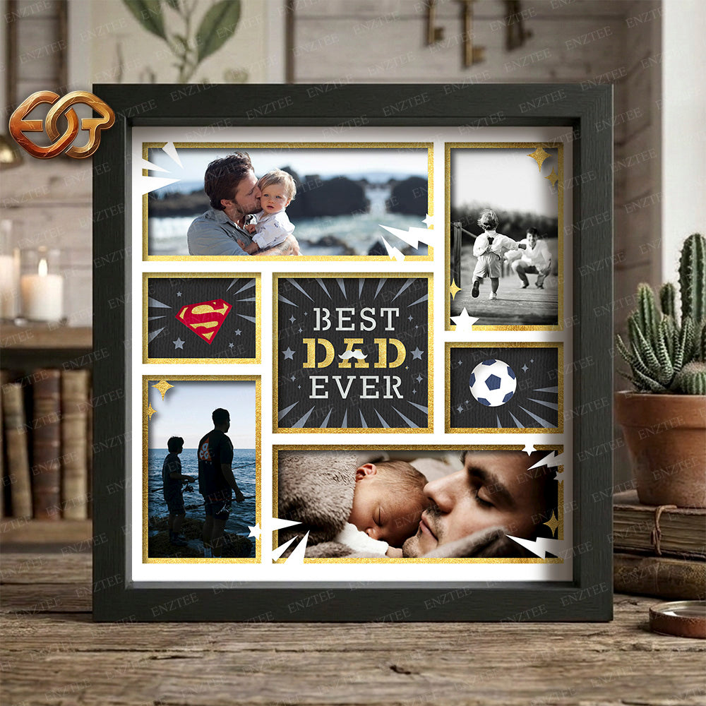 Best Dad Ever Shadow Box SVG for Cricut | 3D Layered SVG Paper Cut Light Box Template