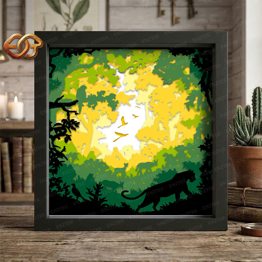Forest Landscape Shadow Box SVG for Cricut | 3D Layered SVG Paper Cut Light Box Template
