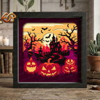 Haunted House Shadow Box SVG for Cricut | 3D Layered SVG Paper Cut Light Template 2