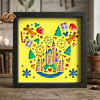 Christmas Disneyland Shadow Box SVG for Cricut | 3D Layered SVG Paper Cut Light Box Template 1