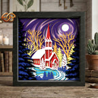 Christmas Church Shadow Box SVG for Cricut | 3D Layered SVG Paper Cut Light Box Template 1